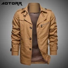 Мужская Осенняя повседневная куртка, хлопковая модная куртка средней длины с отложным воротником, Мужская Уличная ветрозащитная куртка в стиле милитари с капюшоном, ветровка 2022