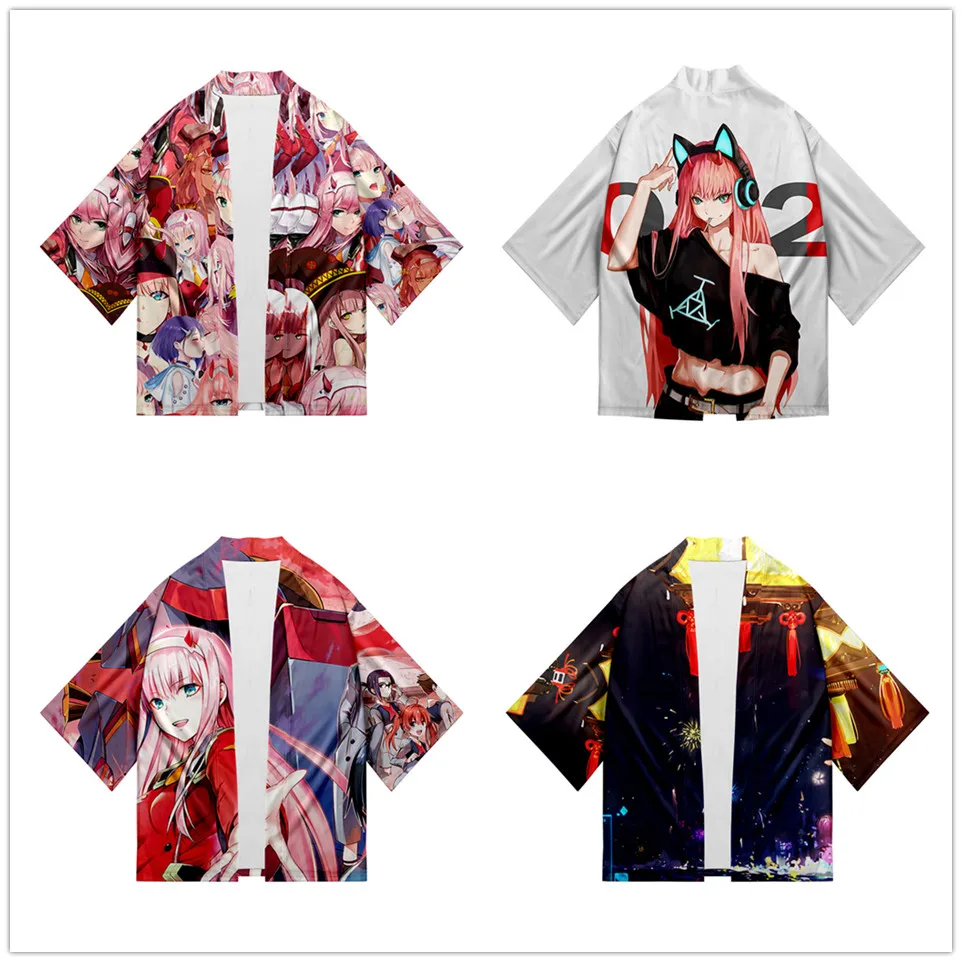 

Anime Darling in Franxx 3D Japanese Kimono Haori Yukata Cosplay Women/Men Fashion Summer Casual Cool Short Sleeve Streetwear
