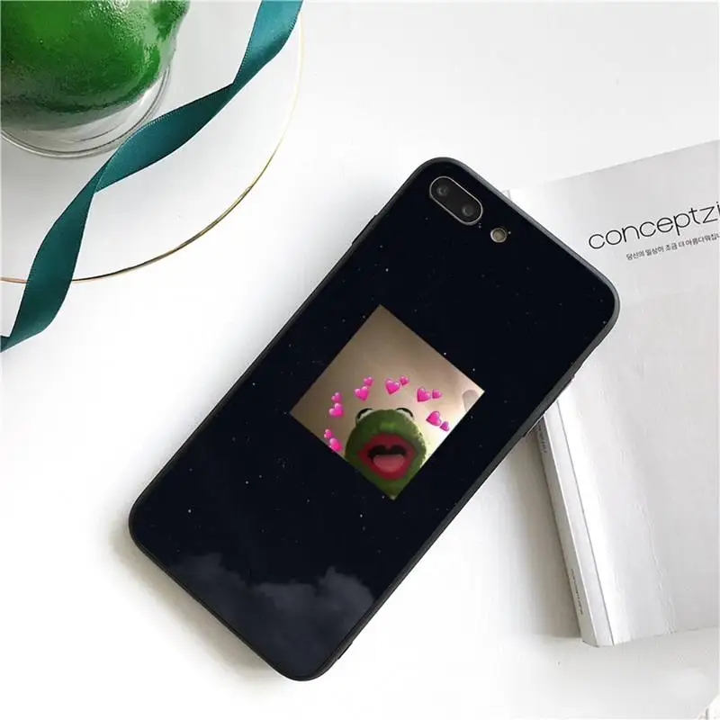 

TOPLBPCS Kermit the frog Black Phone Case For iPhone 11 8 7 6 6S Plus 7 plus 8 plus X XS MAX 5 5S XR 12 11 Pro max se 2020 Case