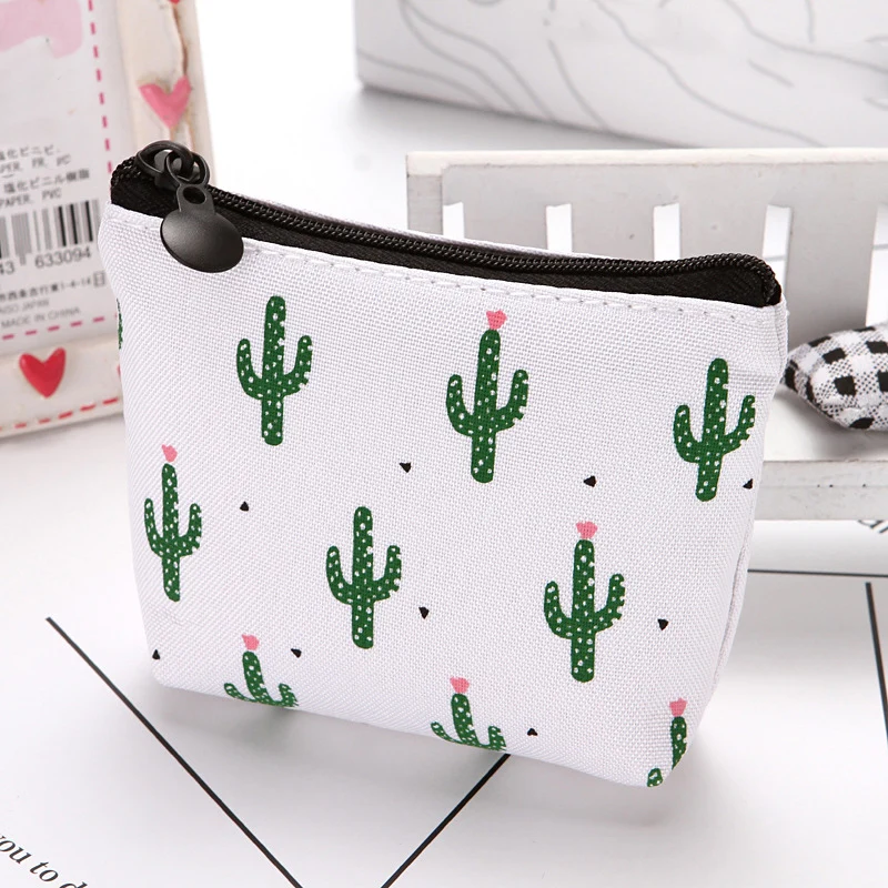 

Coin Purse Women Cactus Pattern Canvas Card Key Mini Wallet Pouch Small Zipper Coin Card Holder Bag