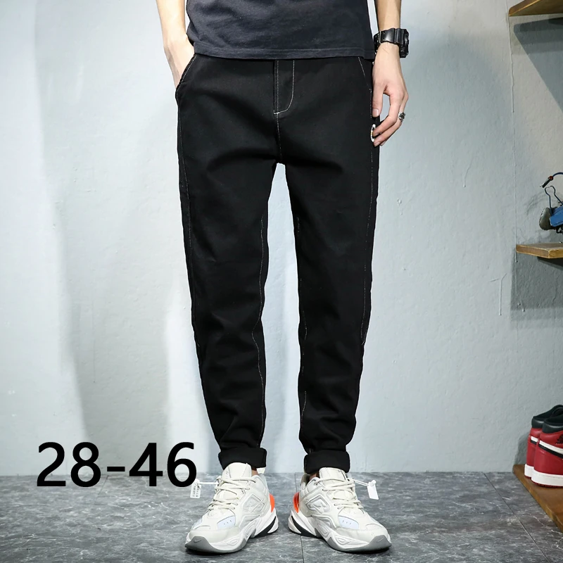 

Men's jeans 2020 4 seasons new nine points jeans mens summer light blue stretch Slim fit pants youth large size jeans men 46