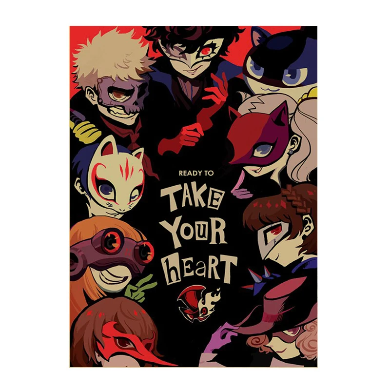 Ретро-постер из крафт-бумаги Persona 5 художественный постер для гостиной живопись