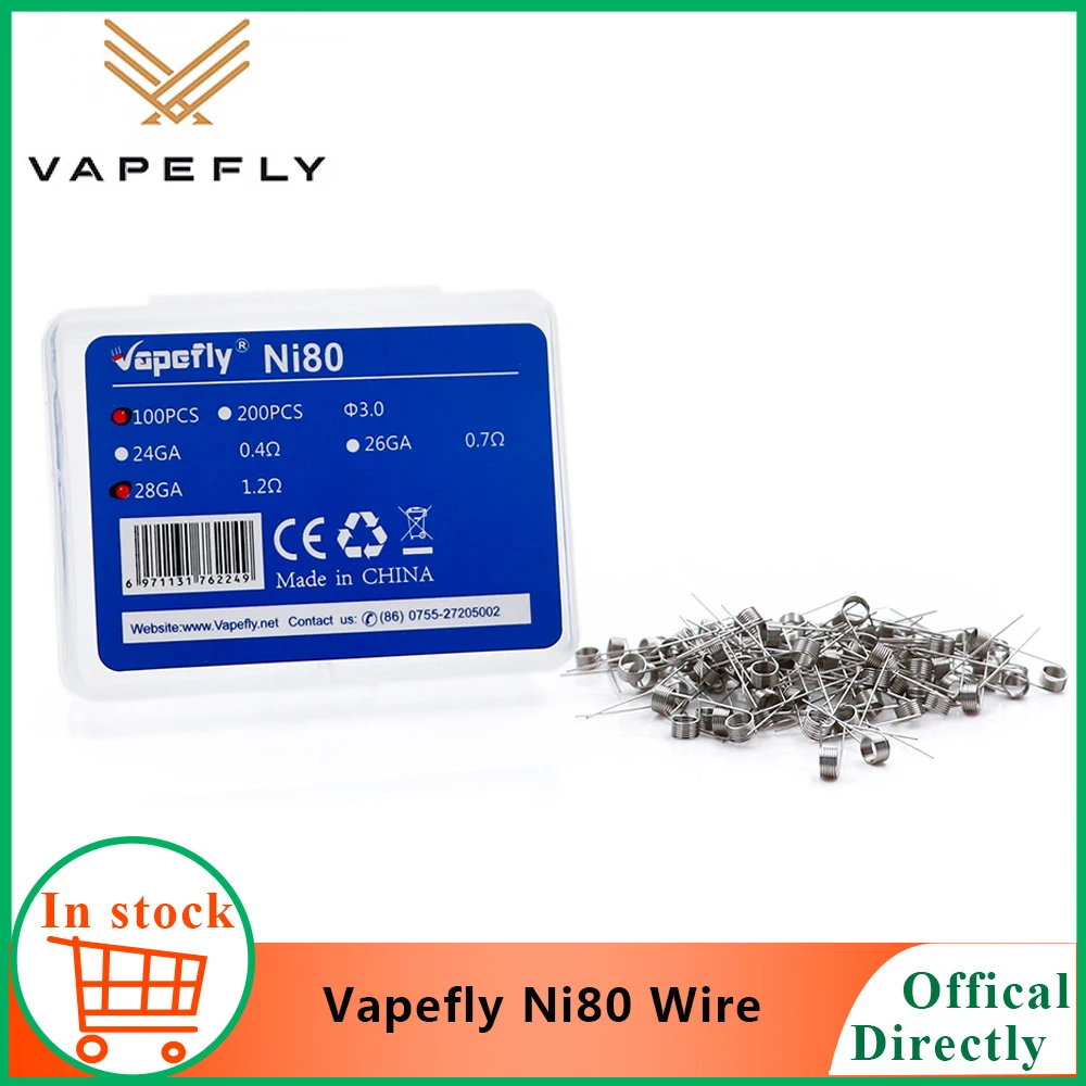 Новинка проволока Ni80 Vapefly 24GA 26GA 28GA ni80 подходит для электронной сигареты RDA RTA RDTA