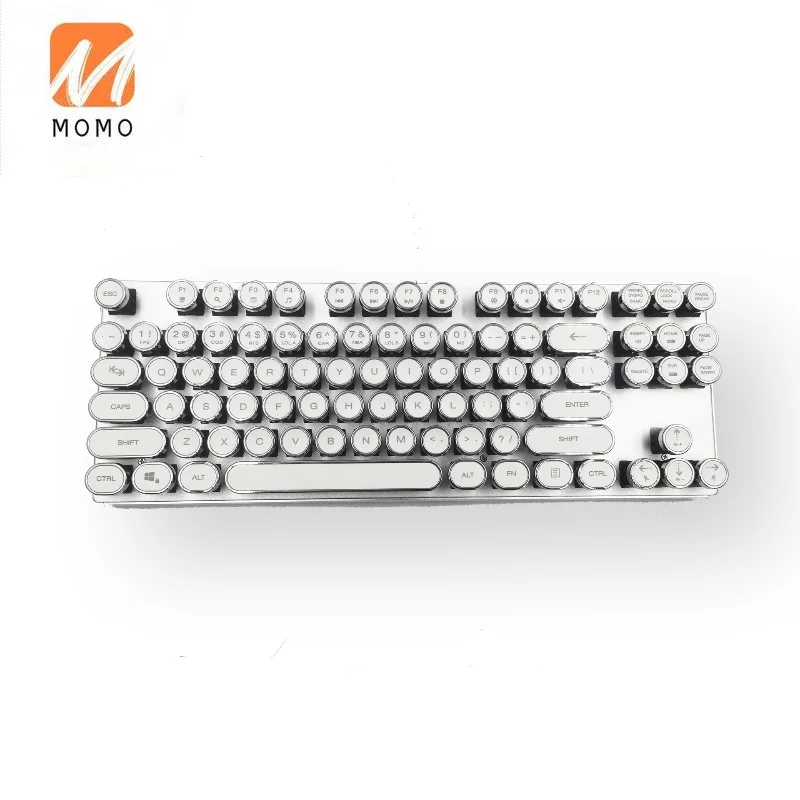 

Fashion 2.4G + Wired Dual Mode 87 Key Typewriter Retro Mechanical Keyboard