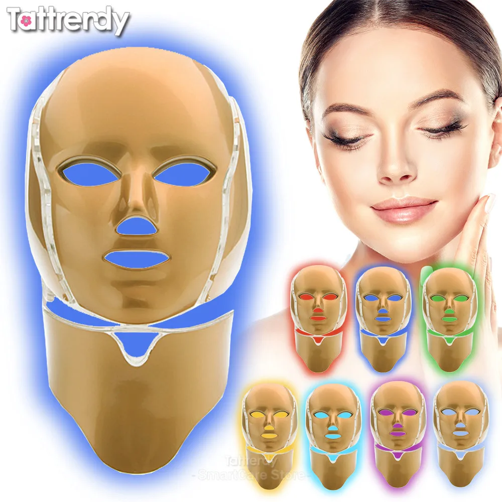 Светодиодная маска для лица 7 цветов светодиодная красоты терапия с
