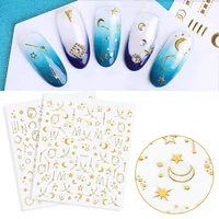 1sheet gold 3d nail art stickers hollow decals mixed designs adhesive flower nail tips decorations salon accessory 2021