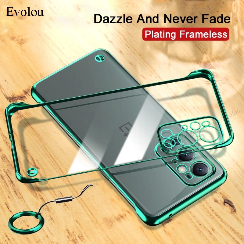 slim plating frameless phone case for oneplus 9 pro transparent hard bumper cover one plus 8t 8 pro 19pro clear shell capa free global shipping