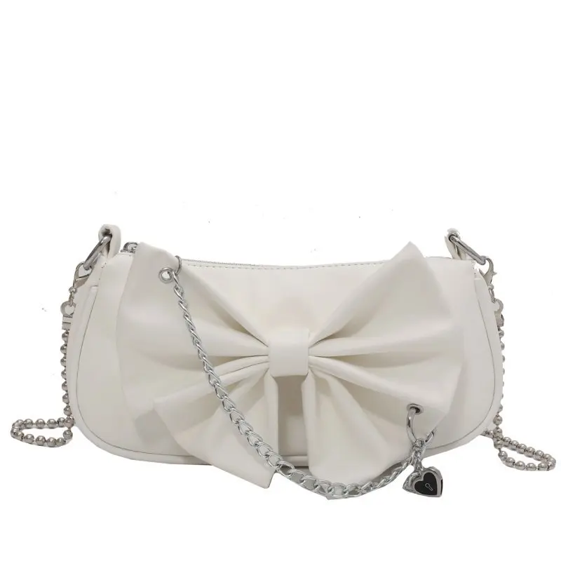 

Fashion Bow Shoulder Bags Solid Women PU Leather Crossbody Bag Causal Female Purses and Handbags Luxury Designer Chain Bags