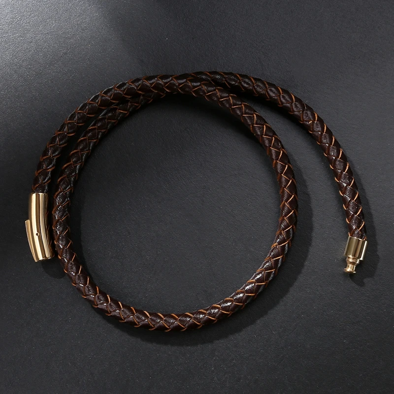 Mozo Fashion Jewelry Для мужчин из натуральной кожи коричневого цвета Rope Chain