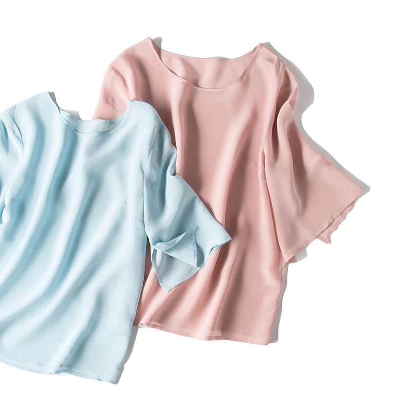Женская свободная футболка из натурального шелка повседневный базовый топ 2019