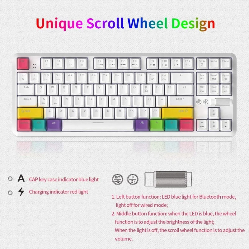 

AJAZZ K870T Wireless Bluetooth RGB Mechanical Keyboard Office Keyboard Multi-Device for IOS Android Windows or Mac