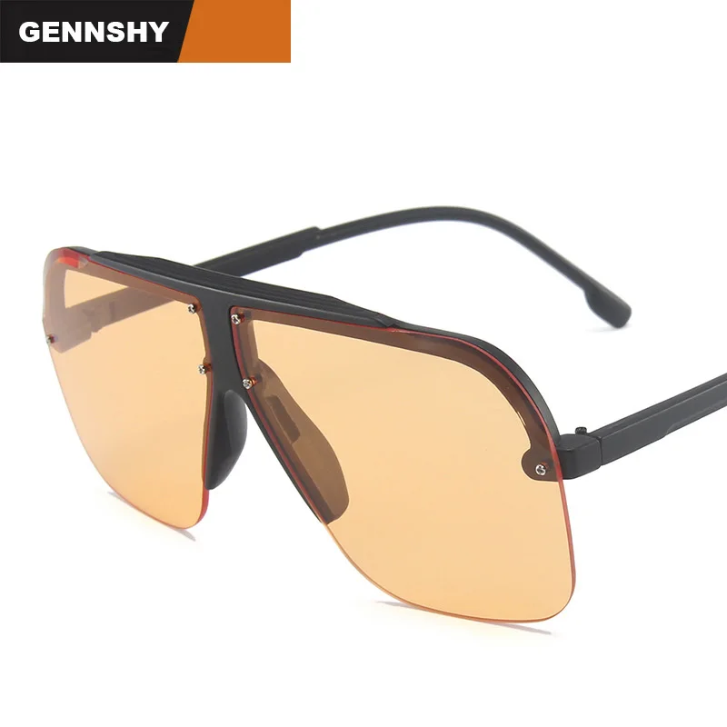 2021 New Retro Big Frame Sunglasses Men Fashion Pilot Half Europe And America Cool Plastic Black Driving UV400 | Аксессуары для