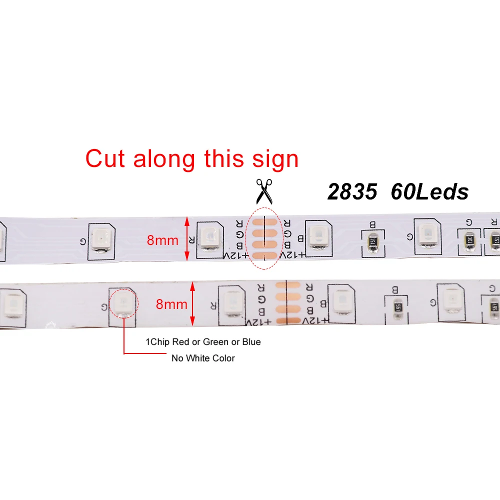 СВЕТОДИОДНАЯ лента SMD 2835 RGB водонепроницаемая гибкая LED полоска 5 м 60 светодиодов