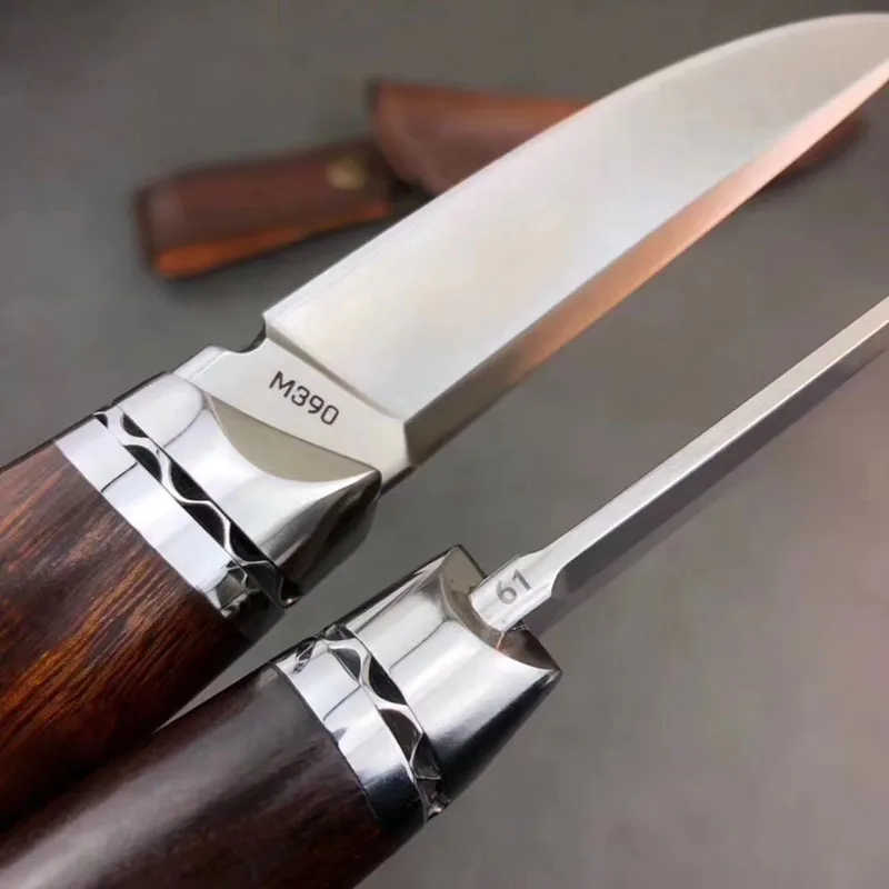 Прямой нож из стали M390 тактический охотничий резной с фиксированным лезвием для