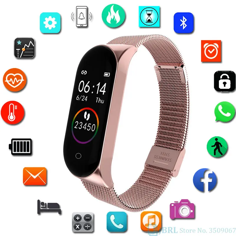 Нержавеющая сталь Смарт Для женщин мужчин Smartband для Android браслет IOS смарт Фитнес