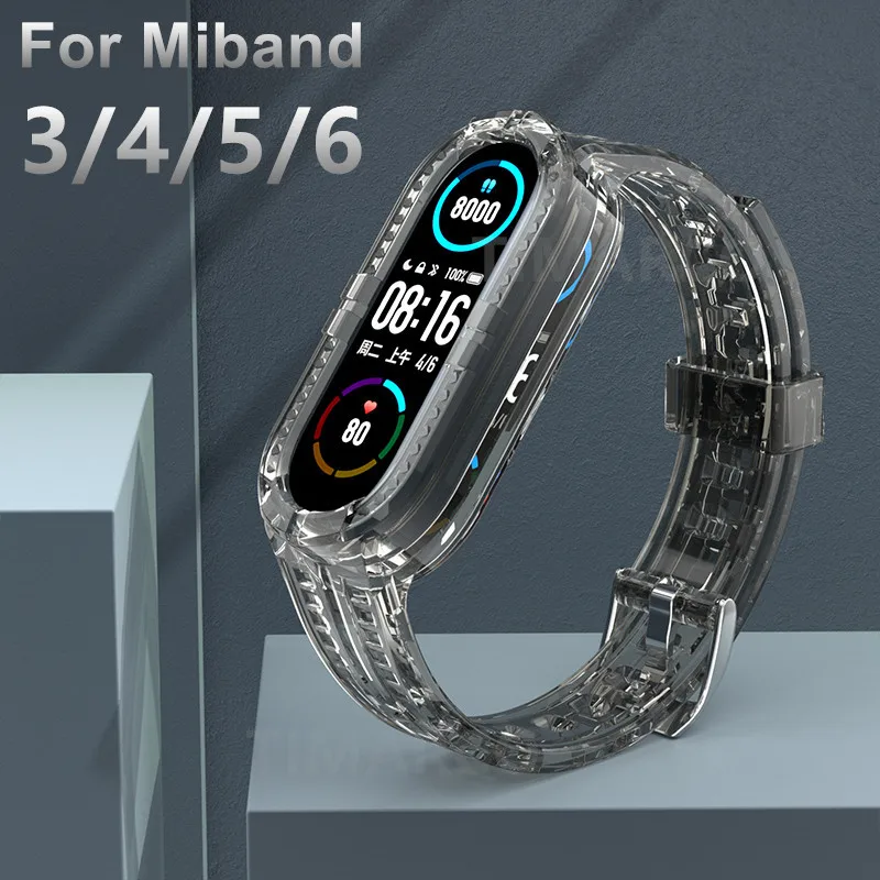 

Прозрачный силиконовый ремешок для Mi Band 4 5 6, сменный Браслет Для Xiaomi Mi Band 6 5 4 3, ремешок для смарт-часов Correa