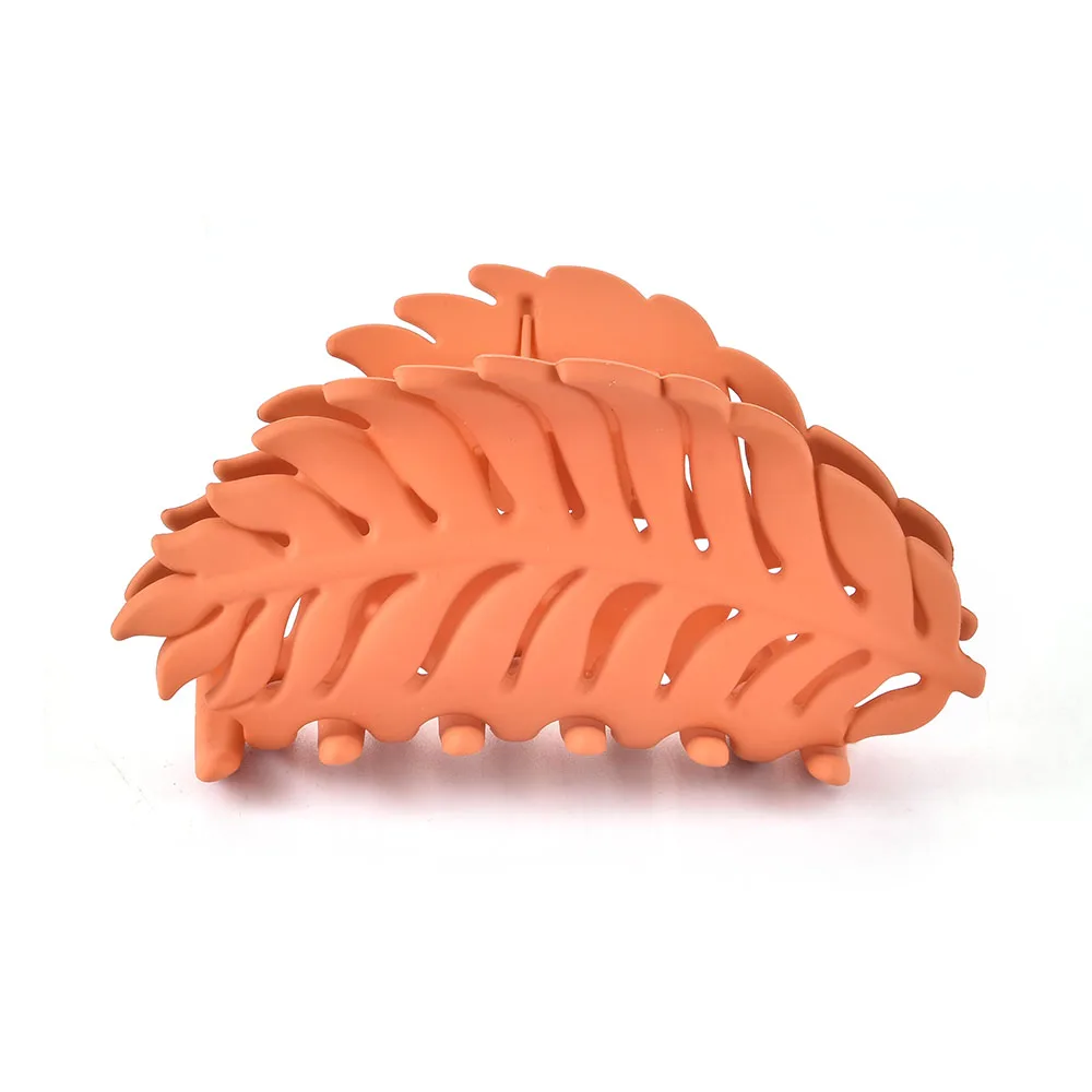 

Hot Frosted Solid Color Leaves Claw Clip Large Barrette Crab Hair Claws Bath Clip Ponytail Clip for Women Girls Hair Accessories