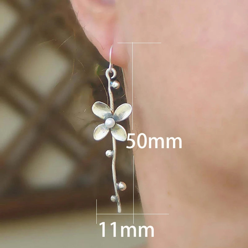 

MISSITA Bohemian Flower Pearl Earrings Vintage Plant Metal Ladies Metal Drop Earrings