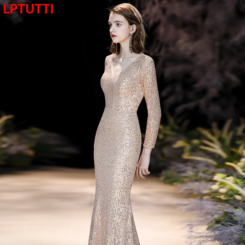 

LPTUTTI Sequin Plus Size New For Women Elegant Date Ceremony Party Prom Gown Formal Gala Events Luxury Long Evening Dresses