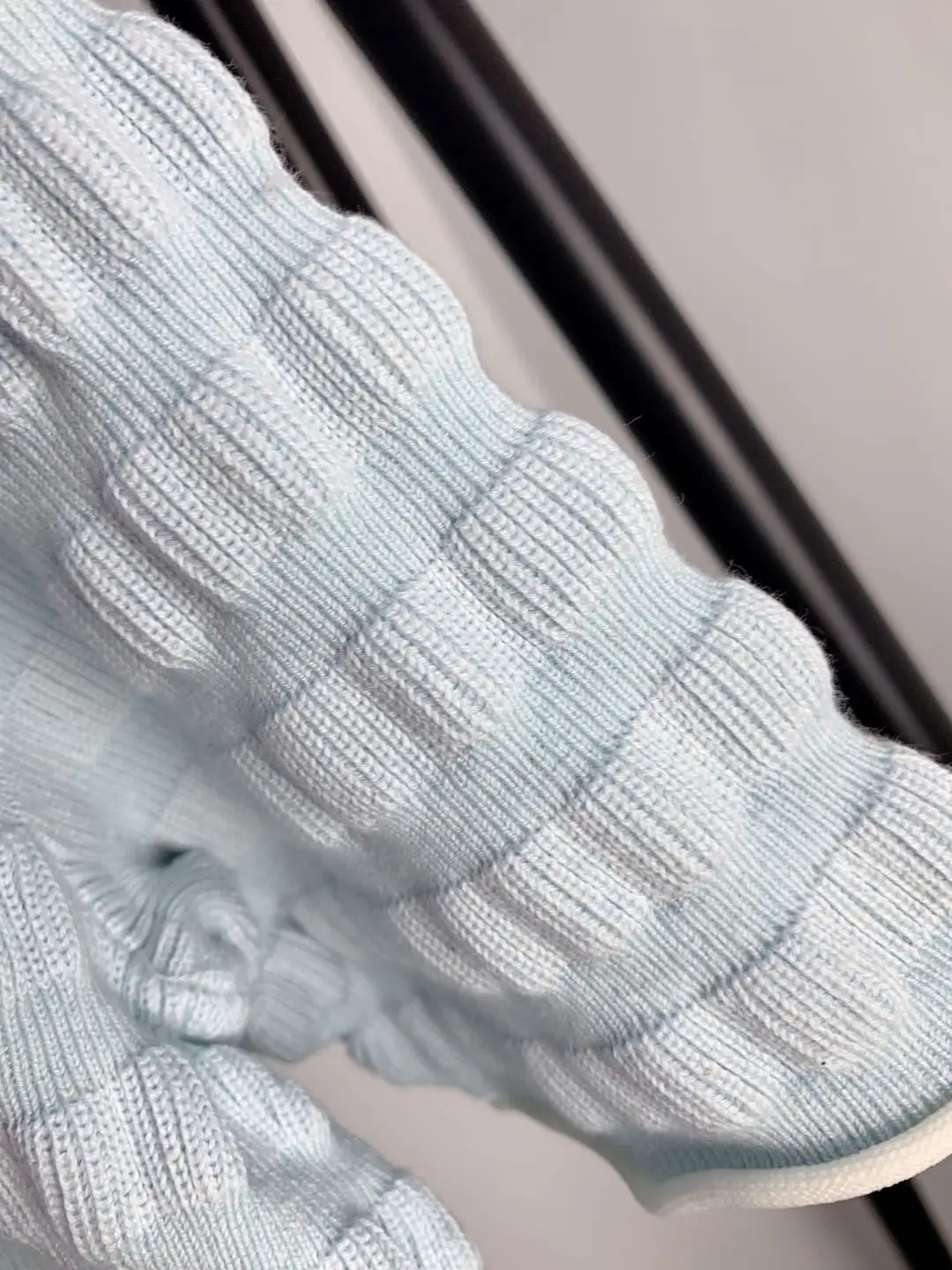 

2020 Spring New Nordic Style Light Blue Bubble Elastic Sweater for Women's Three-dimensional Stripe Cotton Knitted Pullover