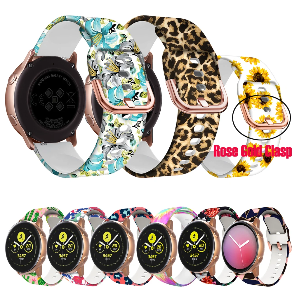 

Ремешок силиконовый спортивный с цветочным принтом для Samsung Galaxy Watch Active 2 42 мм Gear S2 Amazfit GTS/BIP S/U Huawei GT2 42 мм, 20 мм