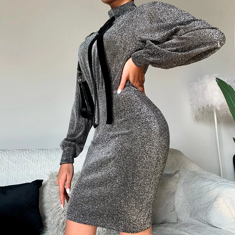 Осеннее элегантное женское платье с блестками 2020 модное сексуальное облегающее
