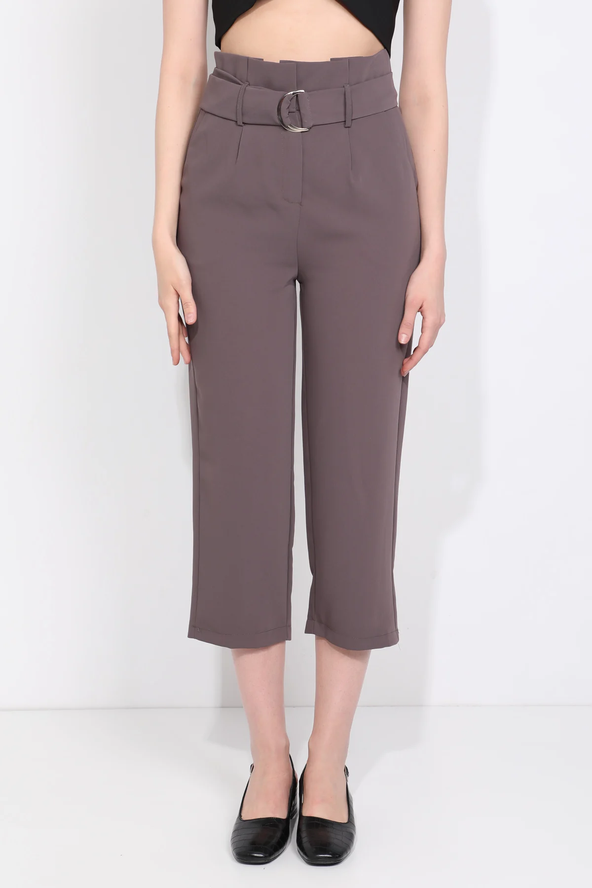 

Female Arched Flare Fabric Pants Mink