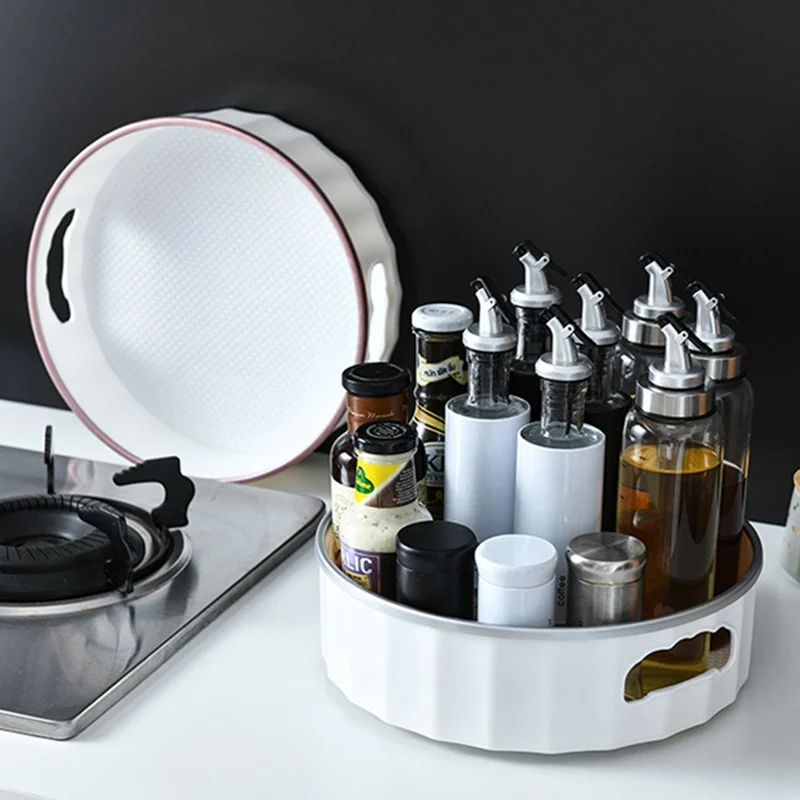 

Non-Slip 360°Rotating Storage Tray Fruit Snack Dried Storage Box Multifunctional Plastic Desktop Organizer For Kitchen Bathroom