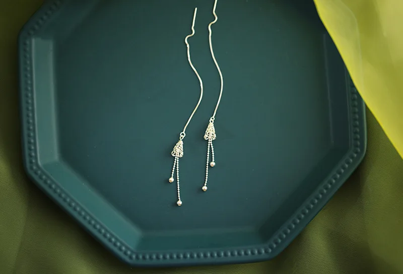 

Modern Jewelry Tassel Earrings Cute Pattern Delicate Design Fashion Long Round Bead Drop Earrings For Jewelry Gifts
