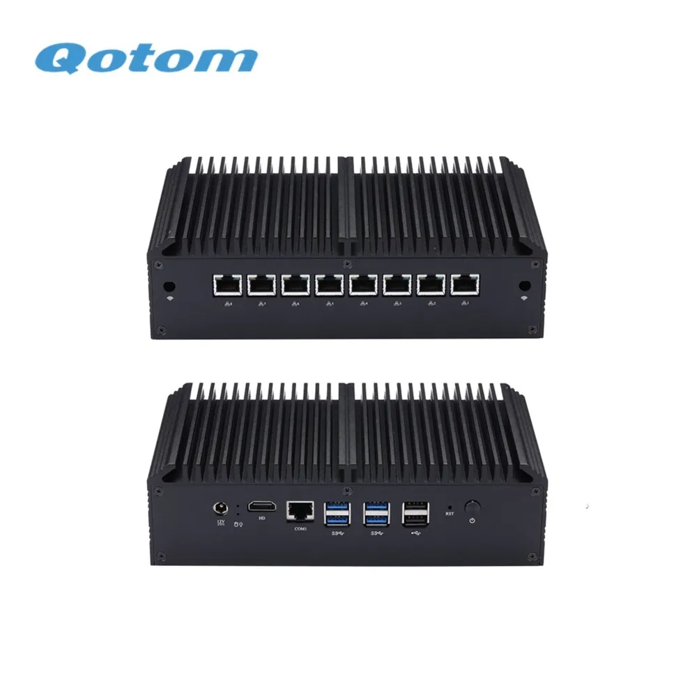 Qotom Mini PC Q355GE i5-5200 Q375GE i7-5500U  Fanless 8 Lan Security Gateway Appliance ,AES-NI, As A Firewall, LAN or WAN router