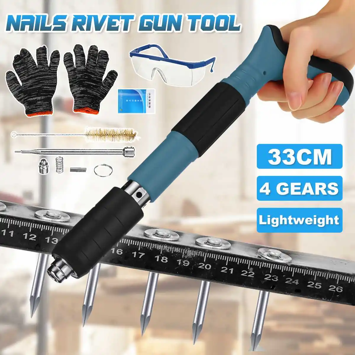 

4 Gears Steel Nails Guns Rivet Tool Upgraded Low Noise Home Concrete Wall Anchor Wire Slotting Device Metalworking Power Tool