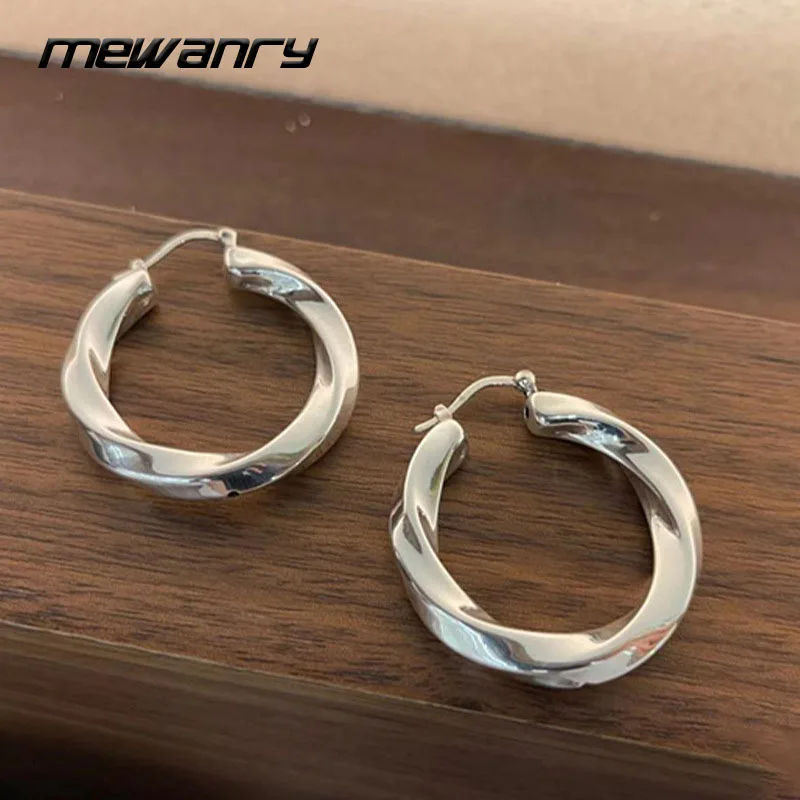 

Mewanry Wave Pattern 925 Sterling Silver Stud Earrings Fashion Jewelry for Women Elegant Party Birthday Gifts Prevent Allergy