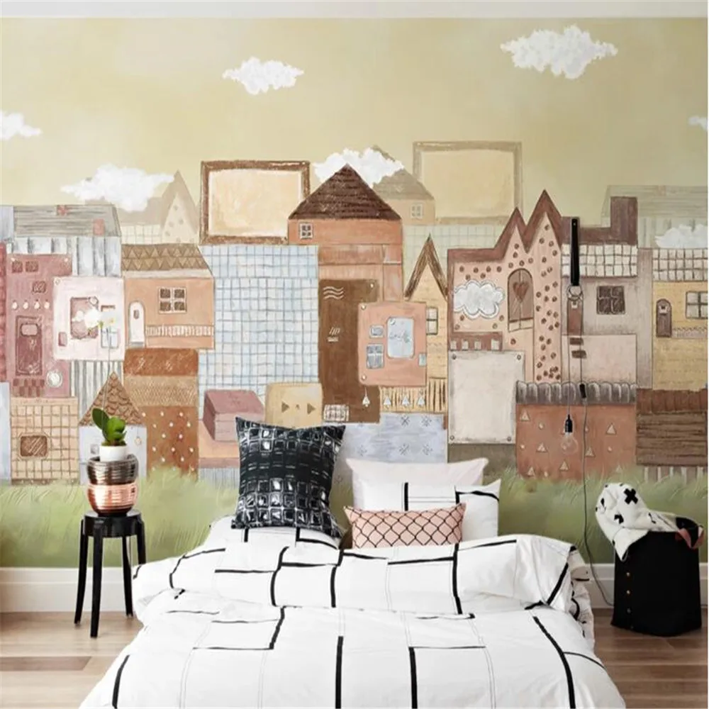

Milofi manufacturers custom wallpaper mural 3d children's small house color hand-painted living room background wall