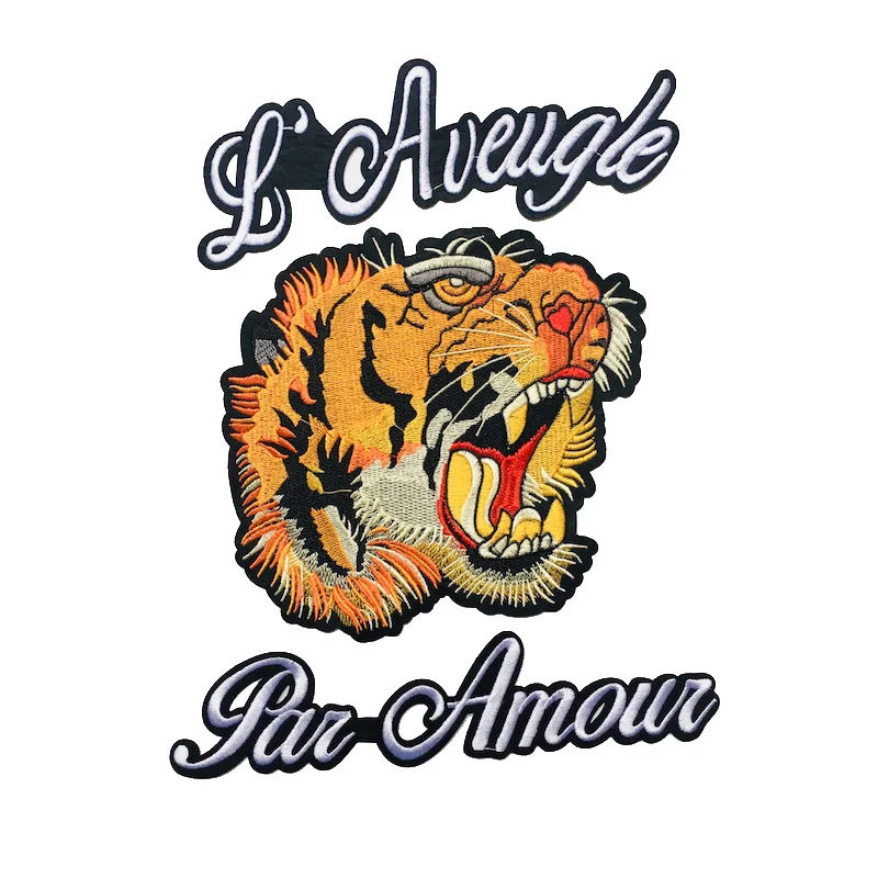 Модная вышитая аппликация с тигром и цветком патчи для одежды швейные нашивки