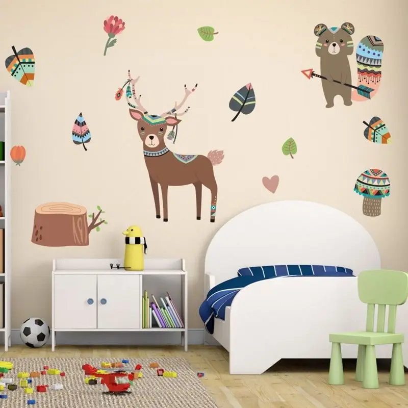 DIY флора и фауна украшение для дома детская спальня настенные наклейки лес