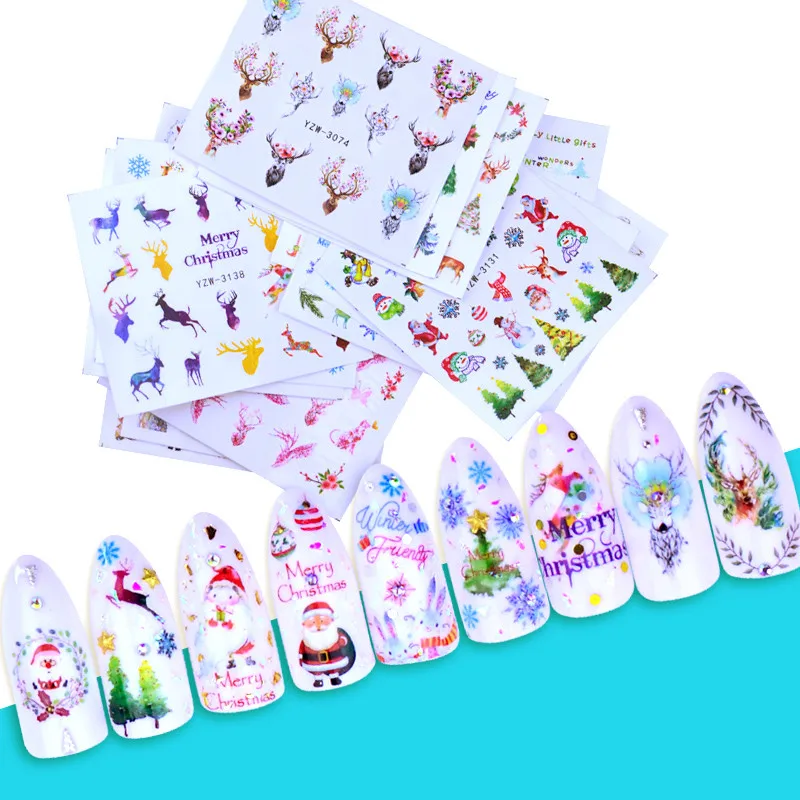 

1 Sheet Xmas Christmas Water Transfer Sticker Nail Art Full Foils Wraps New Year Gift DIY Kids Decals
