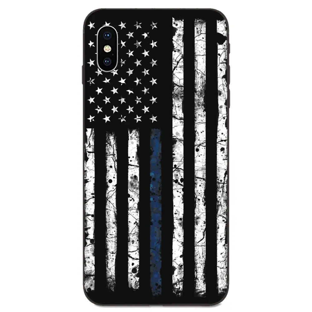 TPU Design Thin Blue Line American Us Flag For Galaxy A8 A9 Star Note 4 8 9 10 S3 S4 S5 S6 S7 S8 S9 S10 Edge Lite Plus Pro G313 | Мобильные
