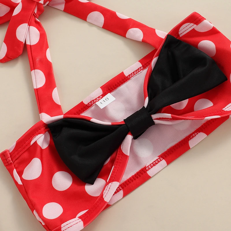 Купальники для маленьких девочек из двух предметов милые топы бикини в горошек с