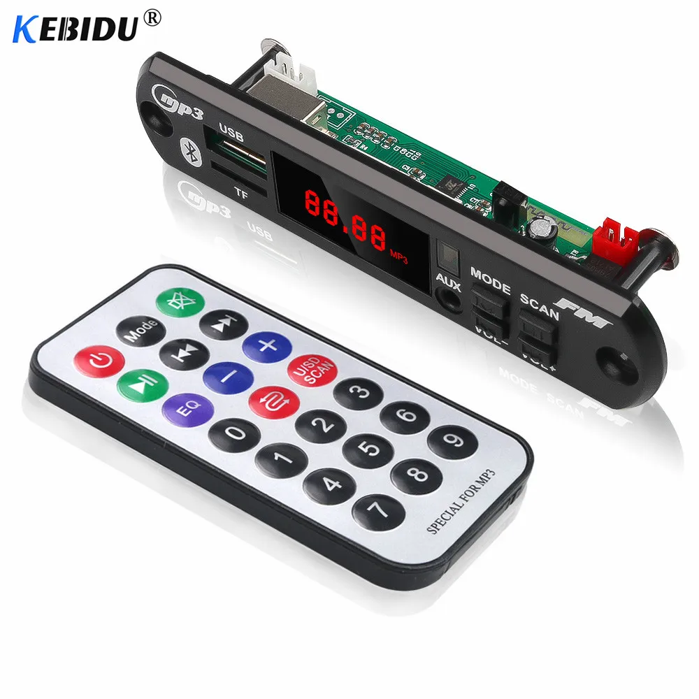 Kebidu 5 в 12 В MP3 декодер WMA автомобильный аудио-USB TF модуль fm-радио беспроводной Bluetooth MP3-плеер цветной экран для автомобиля