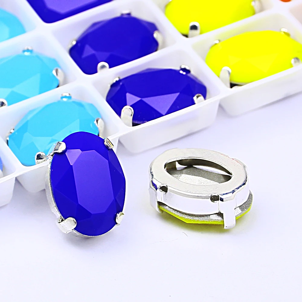 Серебряная или Золотая оправа в форме когтя искусственные кристаллы овальные