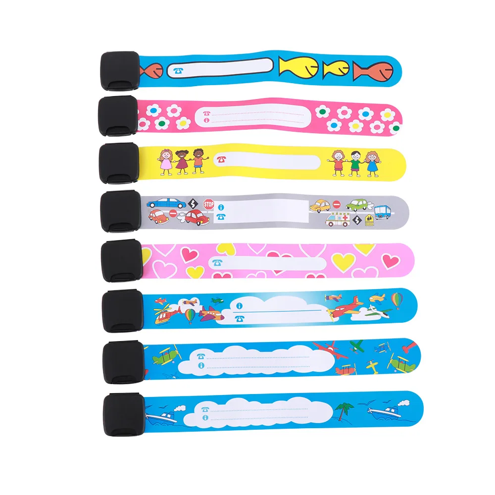 8 шт./компл. детские браслеты с идентификацией водонепроницаемые регулируемые