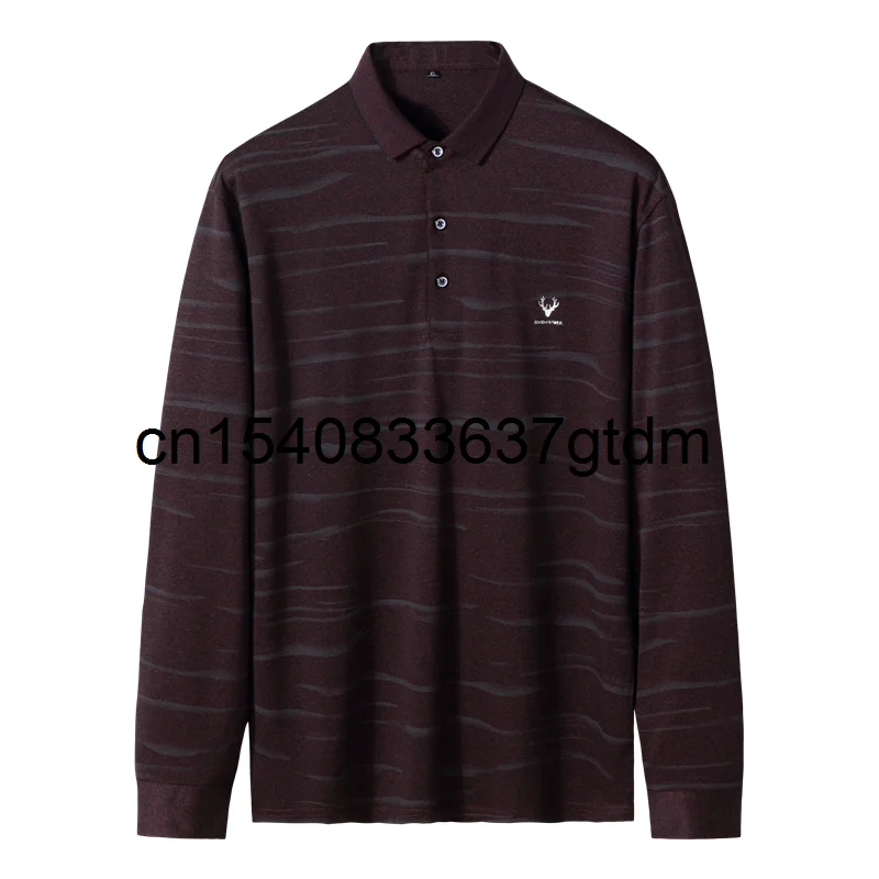 

Autumn new men's Plus Size Lapel Print Long Sleeve T-Shirt