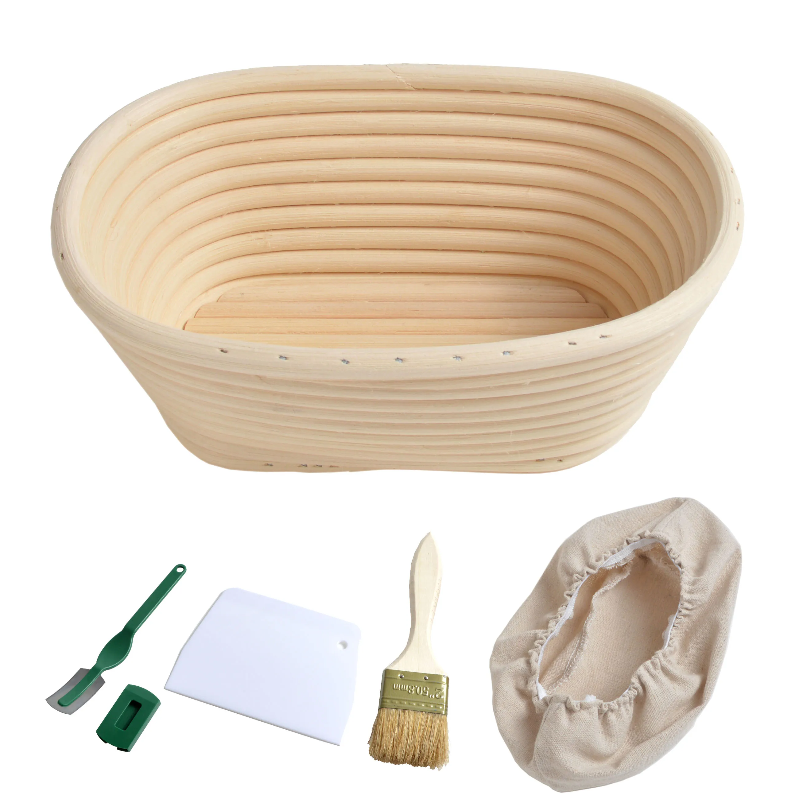 21 см/8 дюймов Овальная корзина для выпечки хлеба с тканевым покрытием/скребок