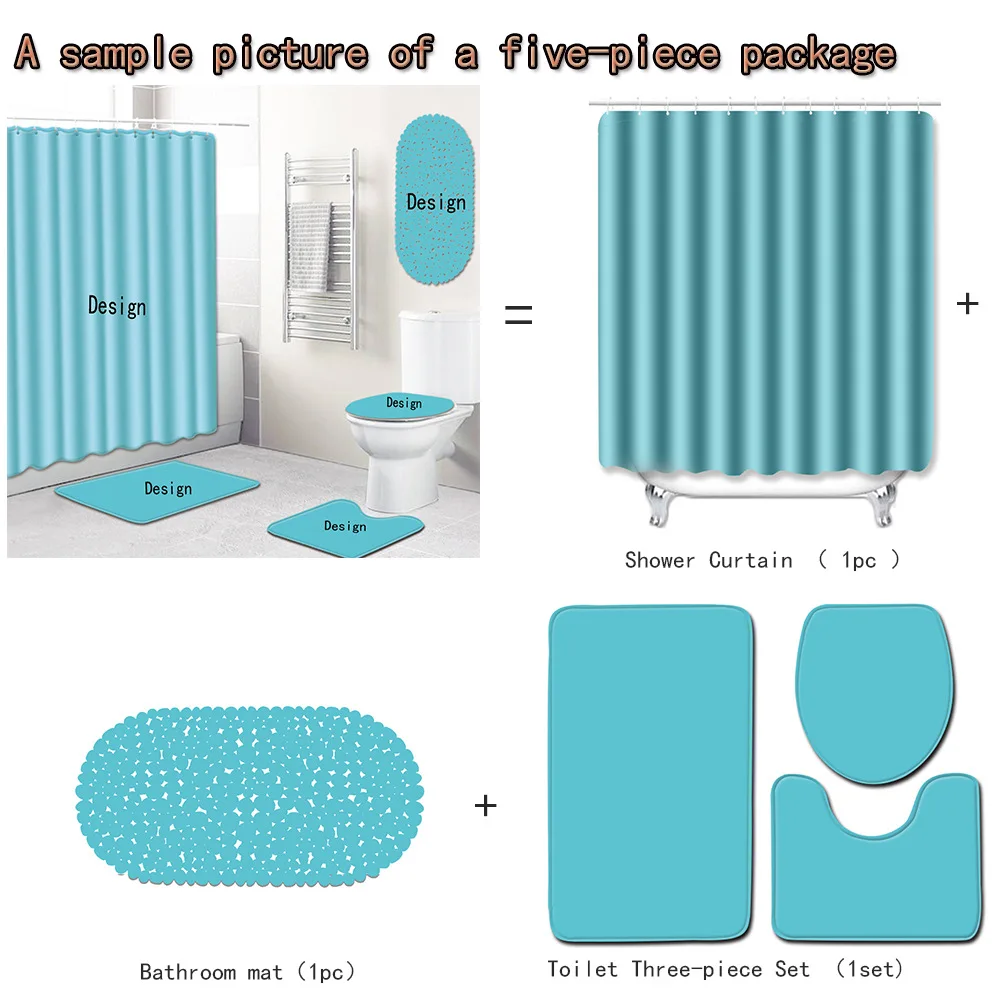 Set African Sexy Black 5pcs Girl Pattern Shower Curtains For Bathroom Creative Design Toilet Cover Bath Mat Curtain - купить по