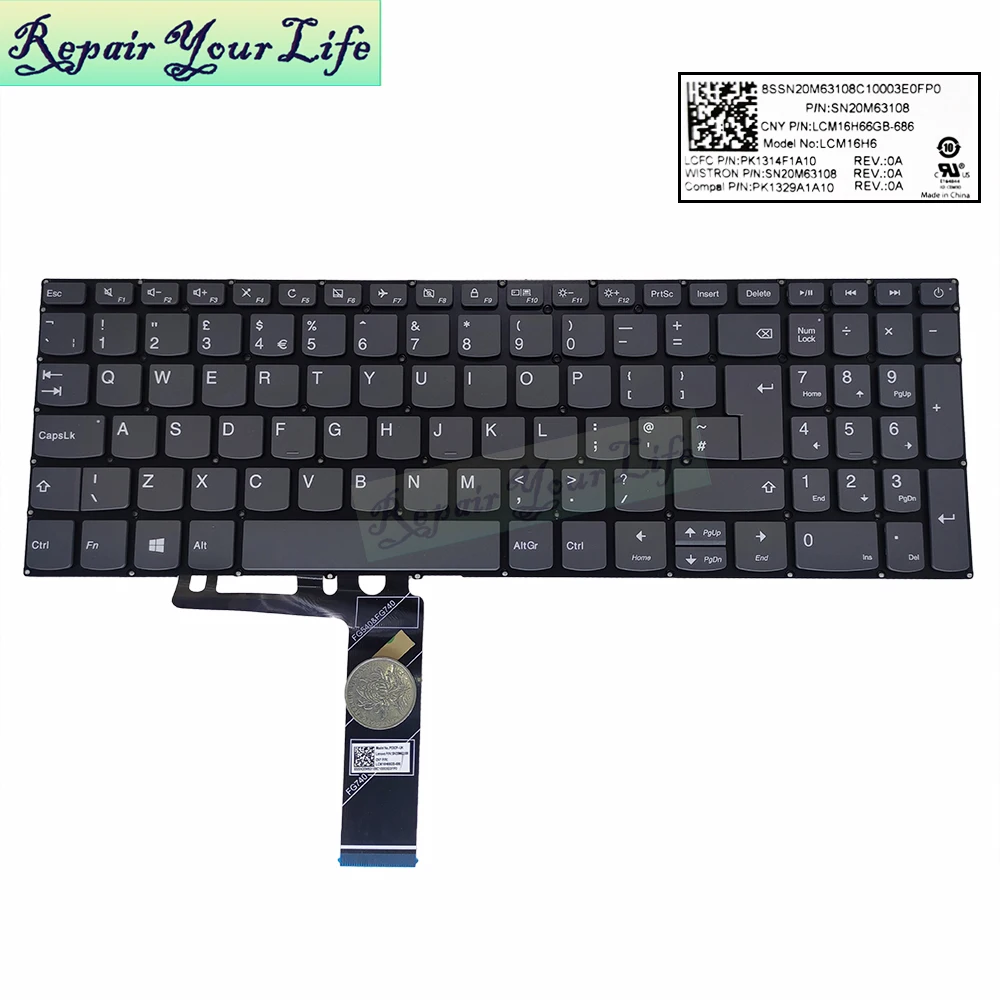 Клавиатура для ноутбука Lenovo IdeaPad 320 15 15IKB 15IAP 15ABR SN20M63108 Pc5cp uk Pk1329a1a10 ГБ клавиатура