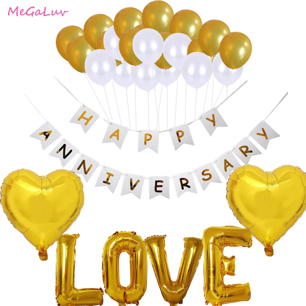 

Счастливый юбилей, любовь, воздушный шар, баннер, черный, золотой воздушный шар, детский воздушный шар, украшение для вечеринки «сделай сам»