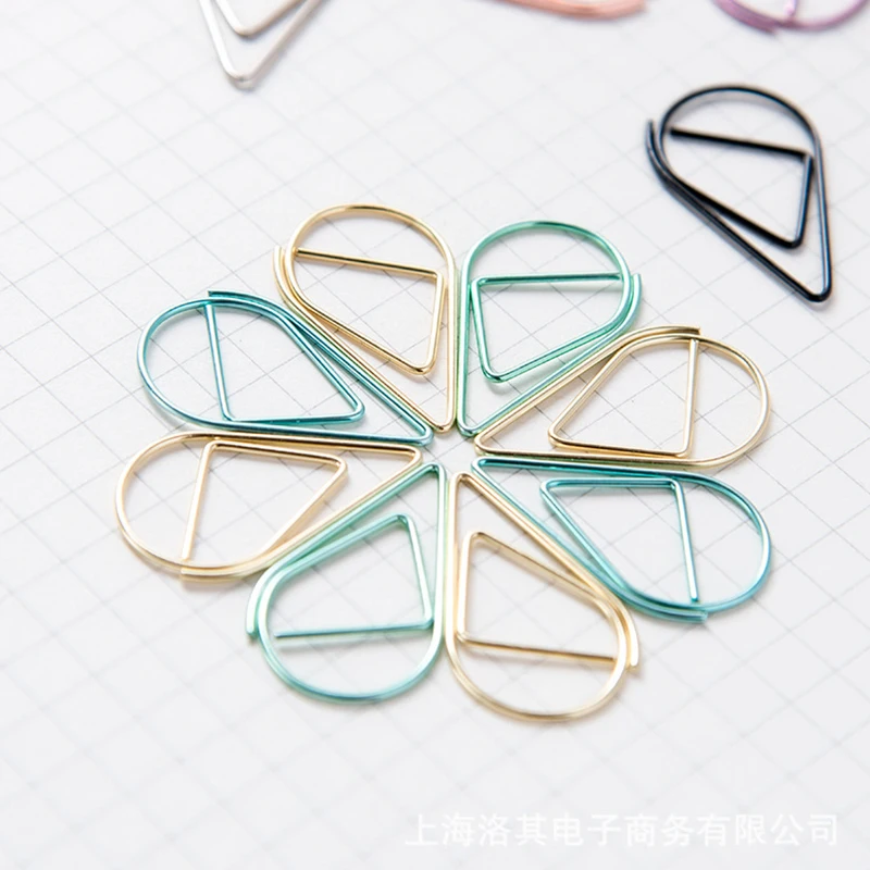 

30Pcs Drop Shape Paper File Clips Solid Color Bookmark Clips Office Clip School Stationery