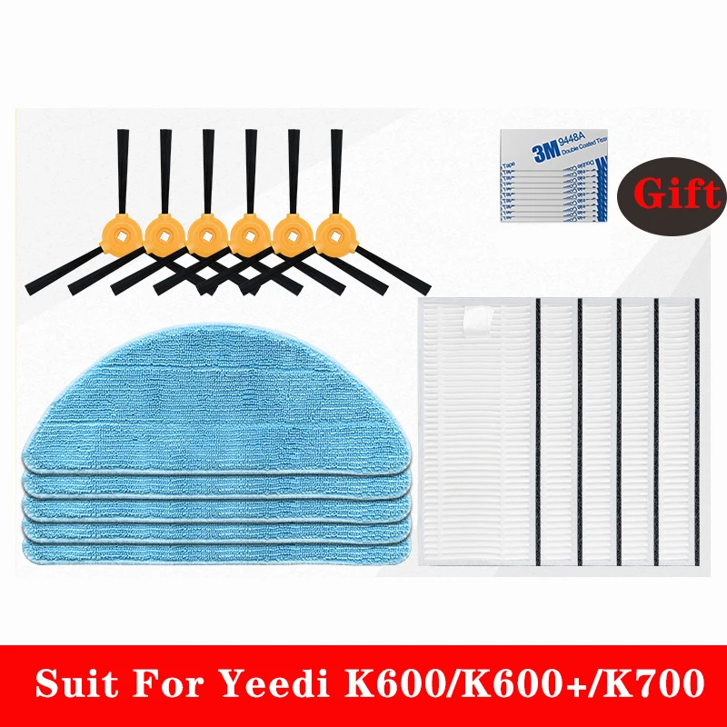 16 pcs Spare Parts Hepa Filter Side Brush Mop Clothes Suit For Yeedi K600/K600+/K700 Vacuum Cleaner Robot Accessories