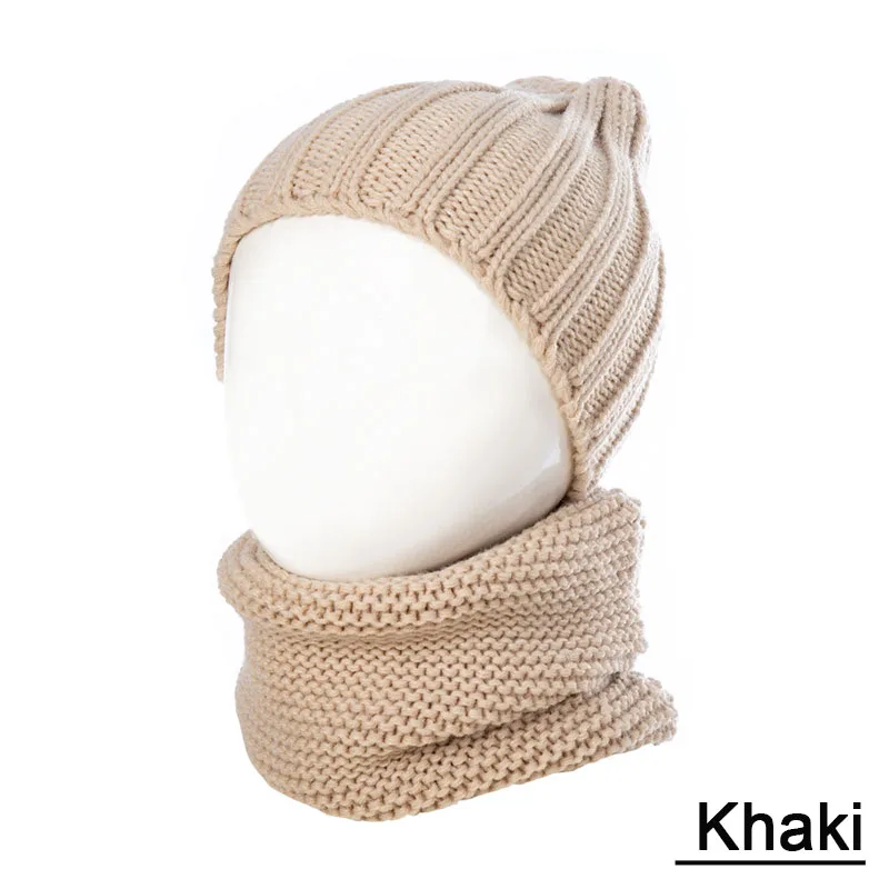 khaki REAKIDS милые новые модные для мальчиков и девочек универсальные Хлопковые вязаные шапки осень зима теплые толстые шляпы вязаная шапка для ребенка шапки - Цвет: khaki