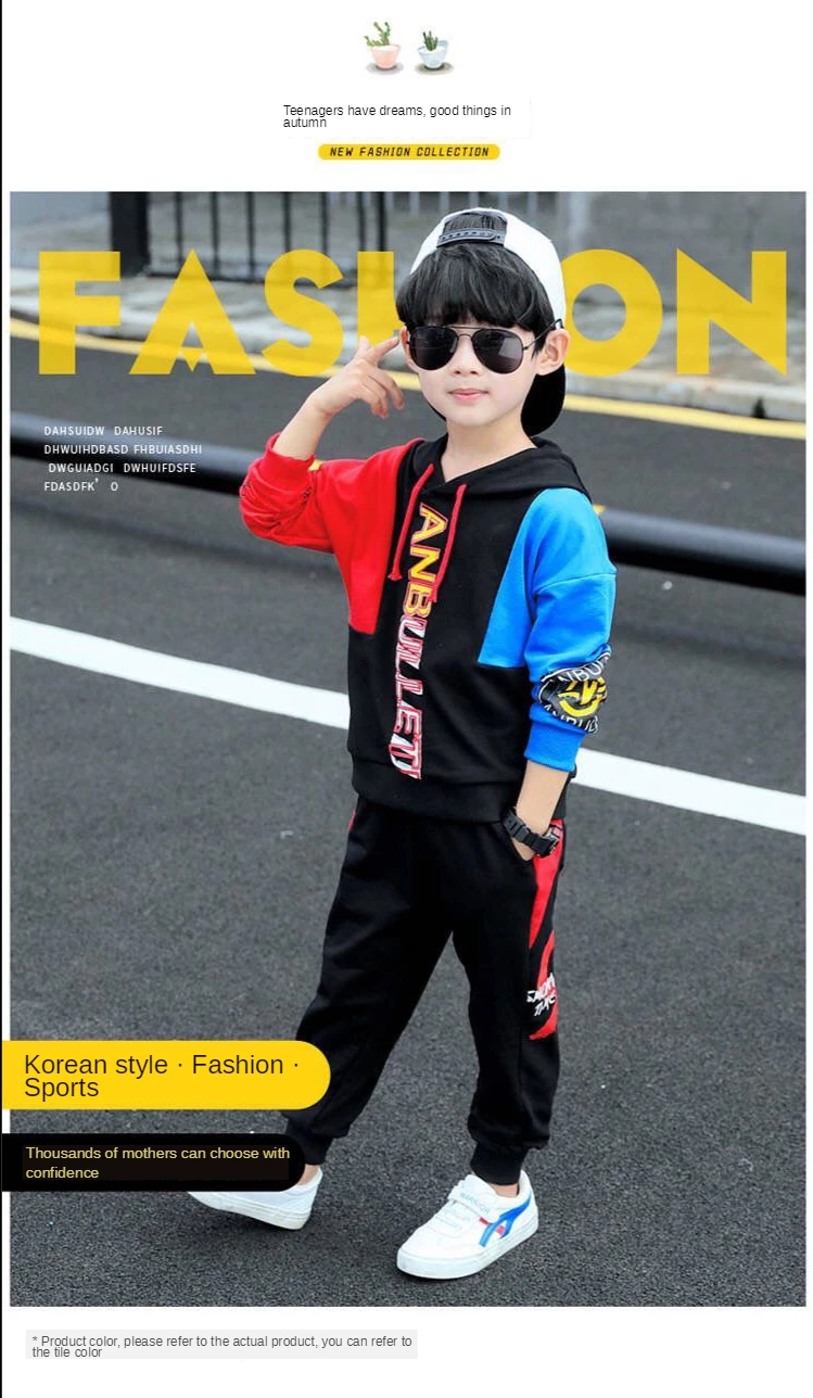 

2 Pcs Children Fashion Tops Pants Sets Autumn Boys Hooded Sweater Suit Outfits Spring Autumn 2020 New Kids Boutique Clothing